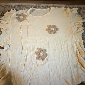 Cream Floral Women Top